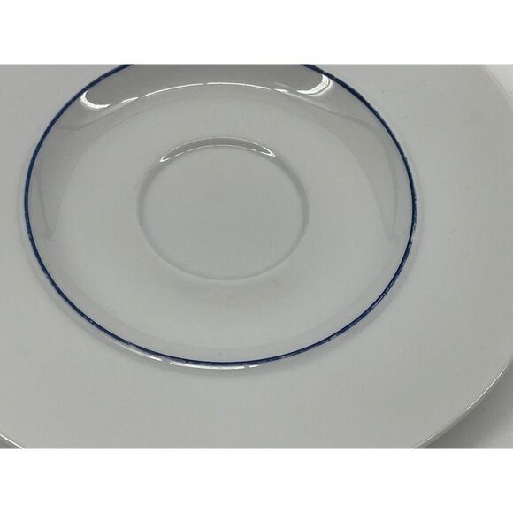 Crate & Barrel Epoch Blue Line White Tea Cup & Saucer Set Kathleen Wills Japan - Picture 7 of 8